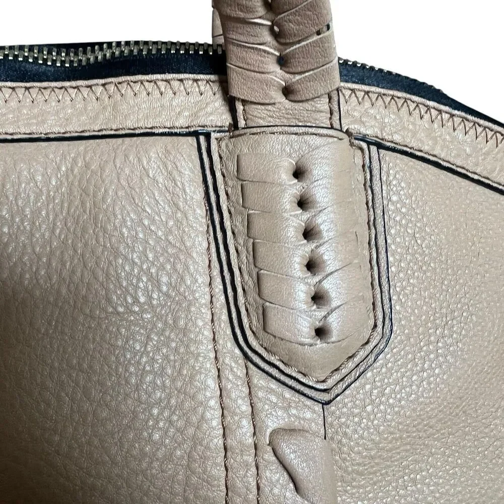 OrYany Tan Beige Cassie Pebbled Leather Satchel Bag Braided